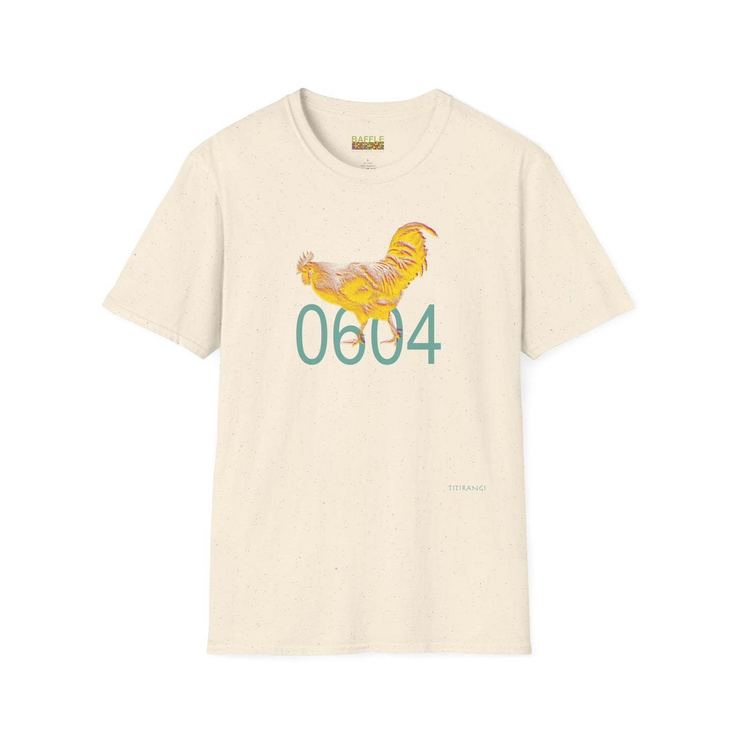 0604 ROOSTER HALF TONE BLUR - YELLOW - Titirangi - Gildan 64000 Graphic Tee