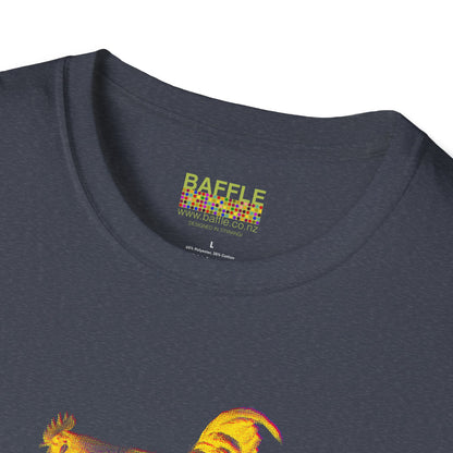 0604 ROOSTER HALF TONE BLUR - YELLOW - Titirangi  - Gildan 64000 Graphic Tee