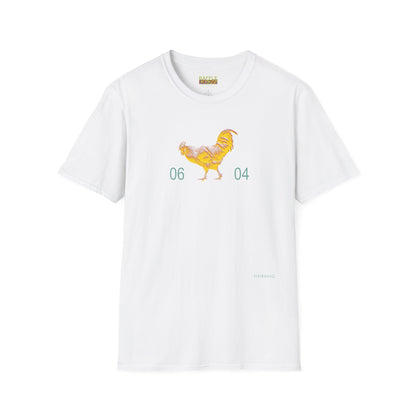 0604 ROOSTER HALF TONE BLUR - YELLOW - Titirangi  - Gildan 64000 Graphic Tee