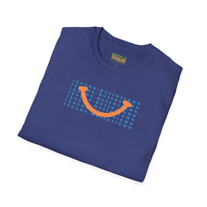 NEW - TĀHUNA - QUEENSTOWN SMILE LIGHT BLUE - Gildan 64000 Graphic Tee