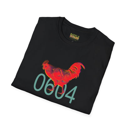 0604 ROOSTER HALF TONE BLUR - RED - Titirangi - Gildan 64000 Graphic Tee