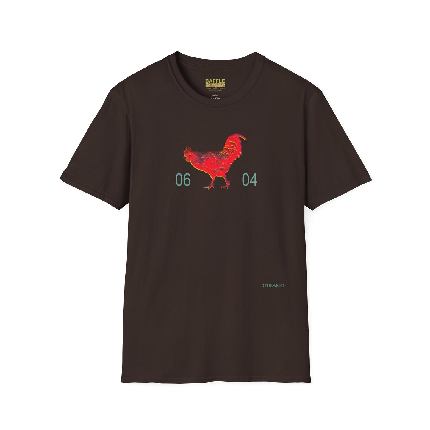 0604 ROOSTER HALF TONE BLUR - RED - Titirangi  - Gildan 64000 Graphic Tee