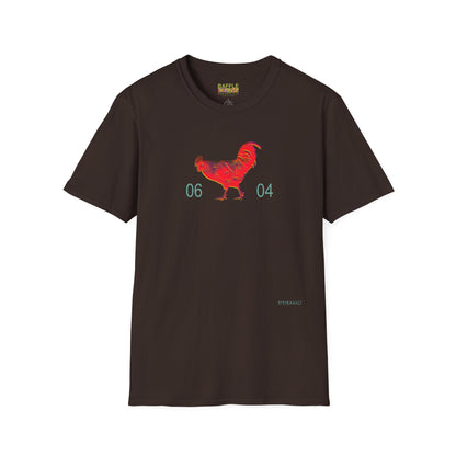 0604 ROOSTER HALF TONE BLUR - RED - Titirangi  - Gildan 64000 Graphic Tee