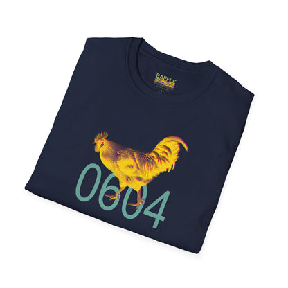 0604 ROOSTER HALF TONE BLUR - YELLOW - Titirangi - Gildan 64000 Graphic Tee