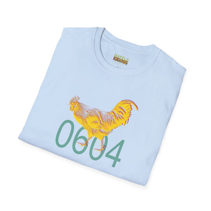 0604 ROOSTER HALF TONE BLUR - YELLOW - Titirangi - Gildan 64000 Graphic Tee