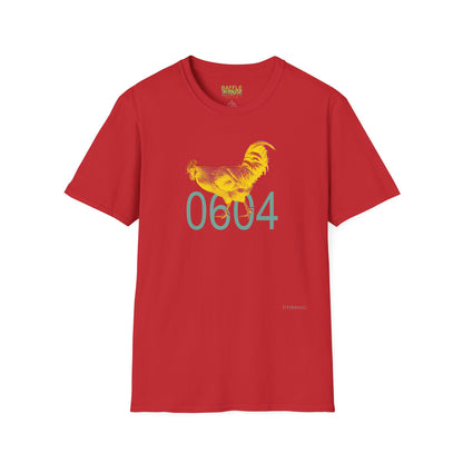 0604 ROOSTER HALF TONE BLUR - YELLOW - Titirangi - Gildan 64000 Graphic Tee