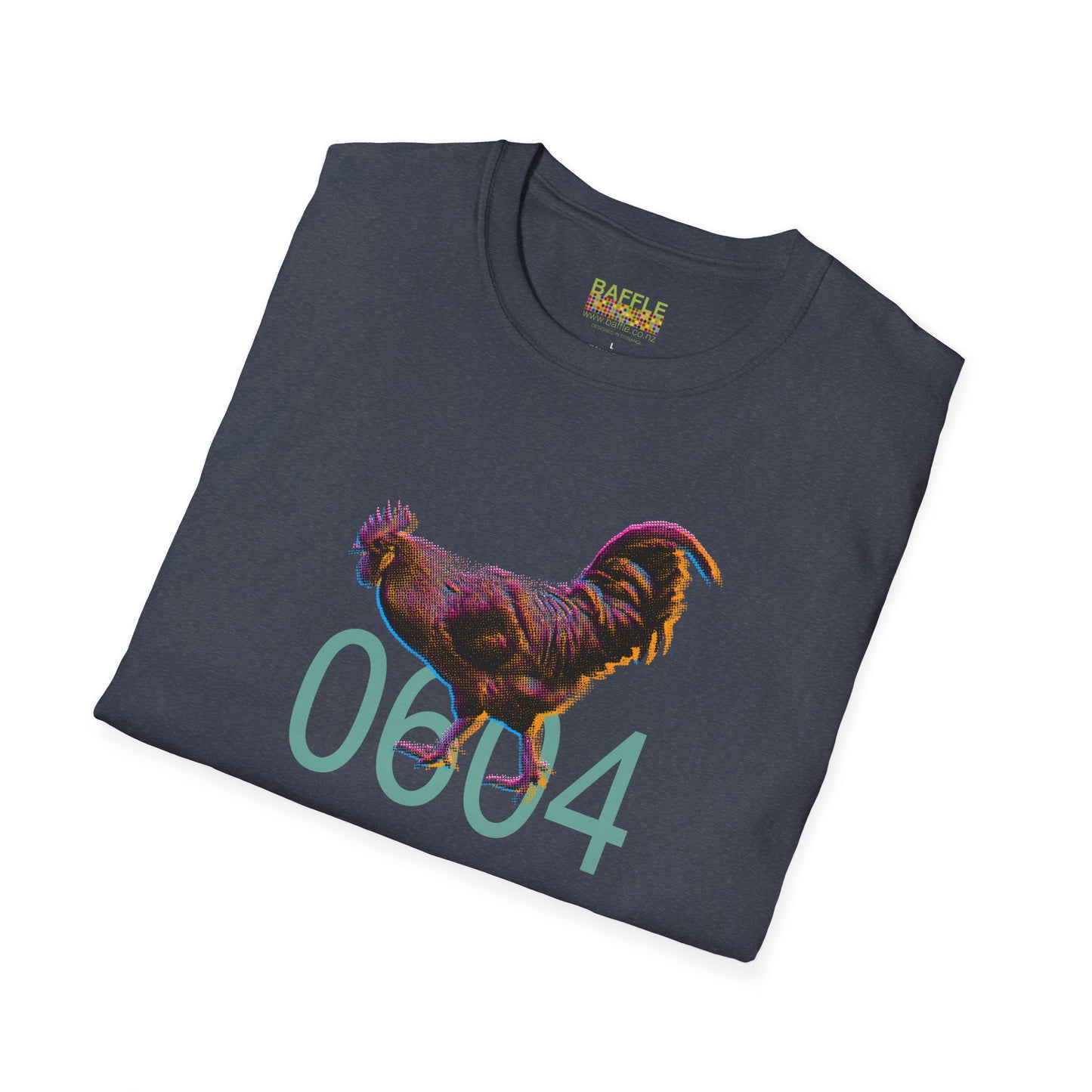 0604 ROOSTER HALF TONE BLUR - DARK - Titirangi  - Gildan 64000 Graphic Tee