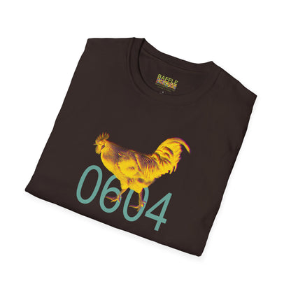 0604 ROOSTER HALF TONE BLUR - YELLOW - Titirangi - Gildan 64000 Graphic Tee
