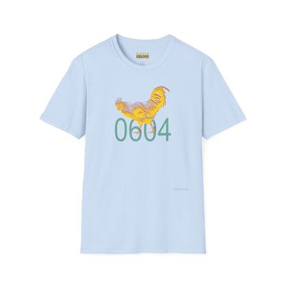 0604 ROOSTER HALF TONE BLUR - YELLOW - Titirangi - Gildan 64000 Graphic Tee