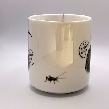 Lady Huia - large 460ml mug - Stamped Titirangi - Porcelain