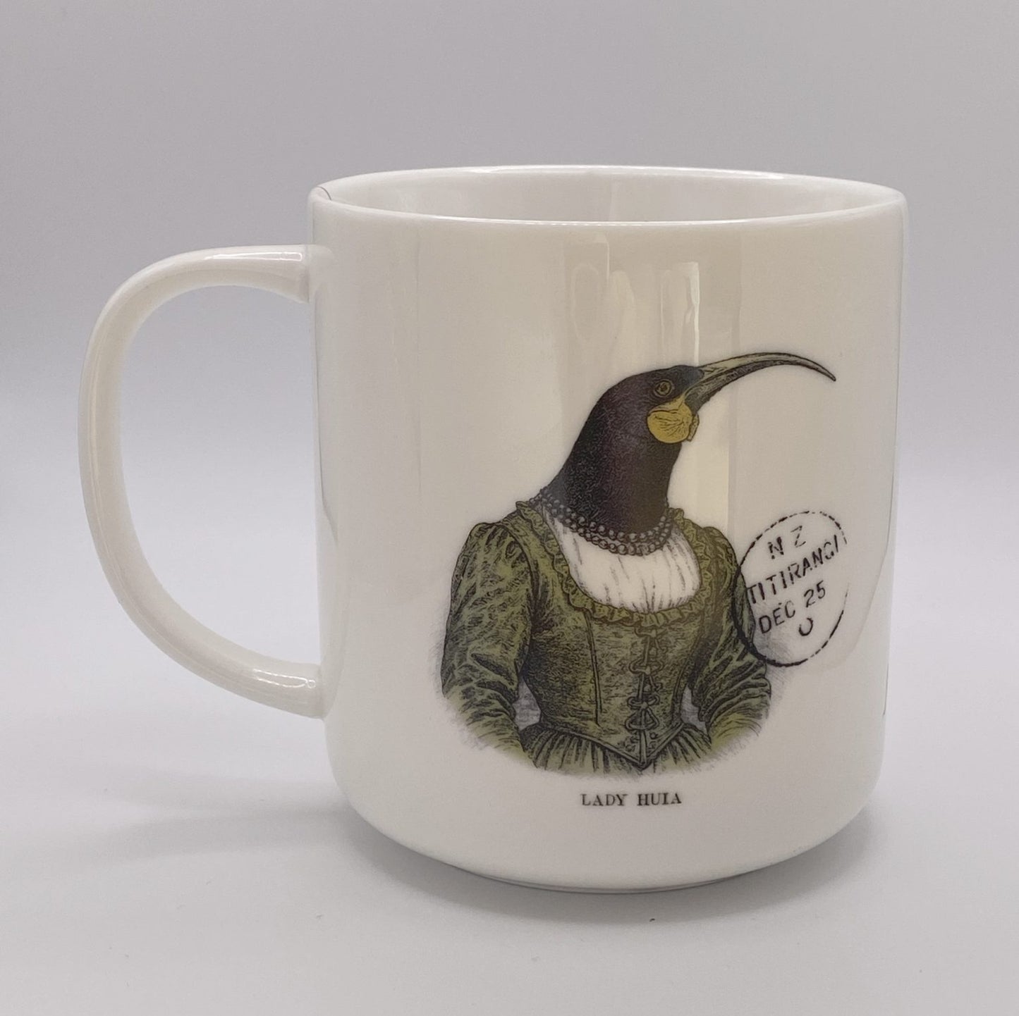 Lady Huia - large 460ml mug - Stamped Titirangi - Porcelain