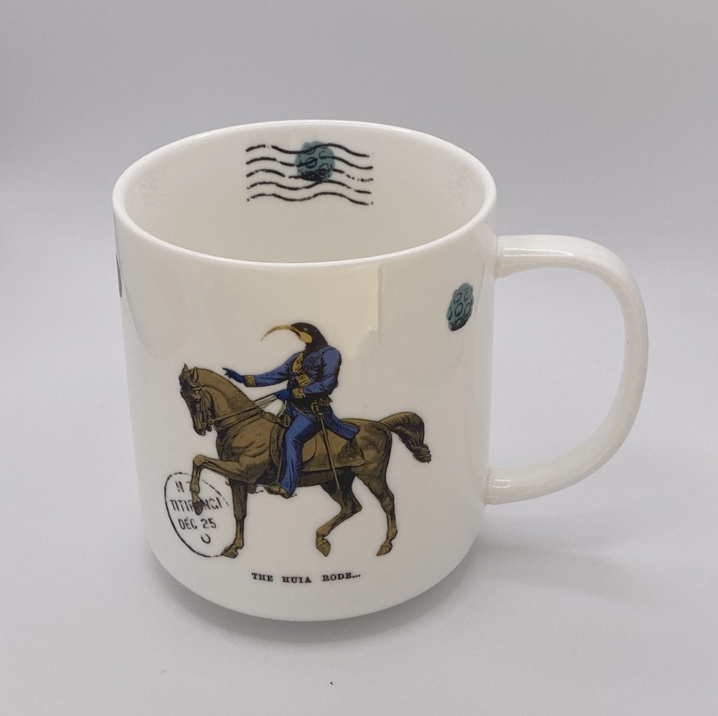 The Huia Rode... - large mug - Stamped Titirangi - Porcelain