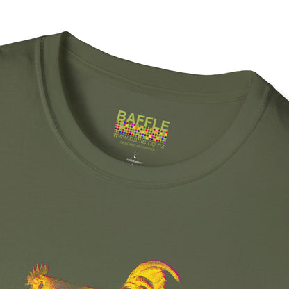 0604 ROOSTER HALF TONE BLUR - YELLOW - Titirangi  - Gildan 64000 Graphic Tee