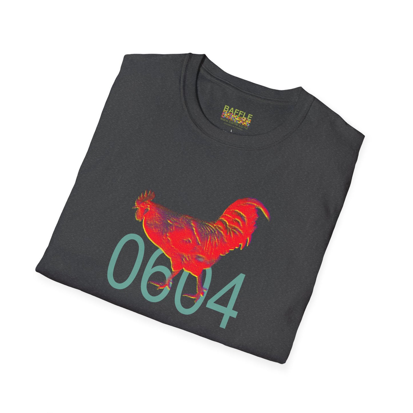 0604 ROOSTER HALF TONE BLUR - RED - Titirangi - Gildan 64000 Graphic Tee
