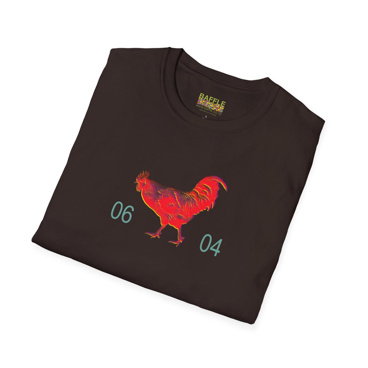 0604 ROOSTER HALF TONE BLUR - RED - Titirangi  - Gildan 64000 Graphic Tee