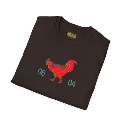 0604 ROOSTER HALF TONE BLUR - RED - Titirangi  - Gildan 64000 Graphic Tee