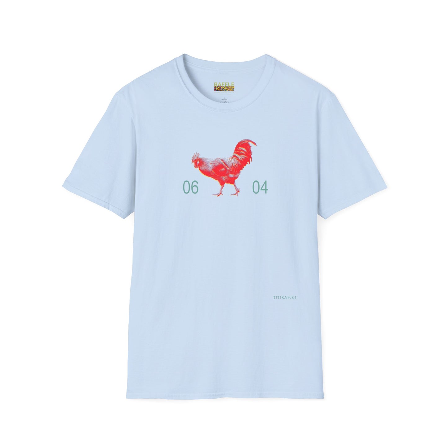 0604 ROOSTER HALF TONE BLUR - RED - Titirangi  - Gildan 64000 Graphic Tee