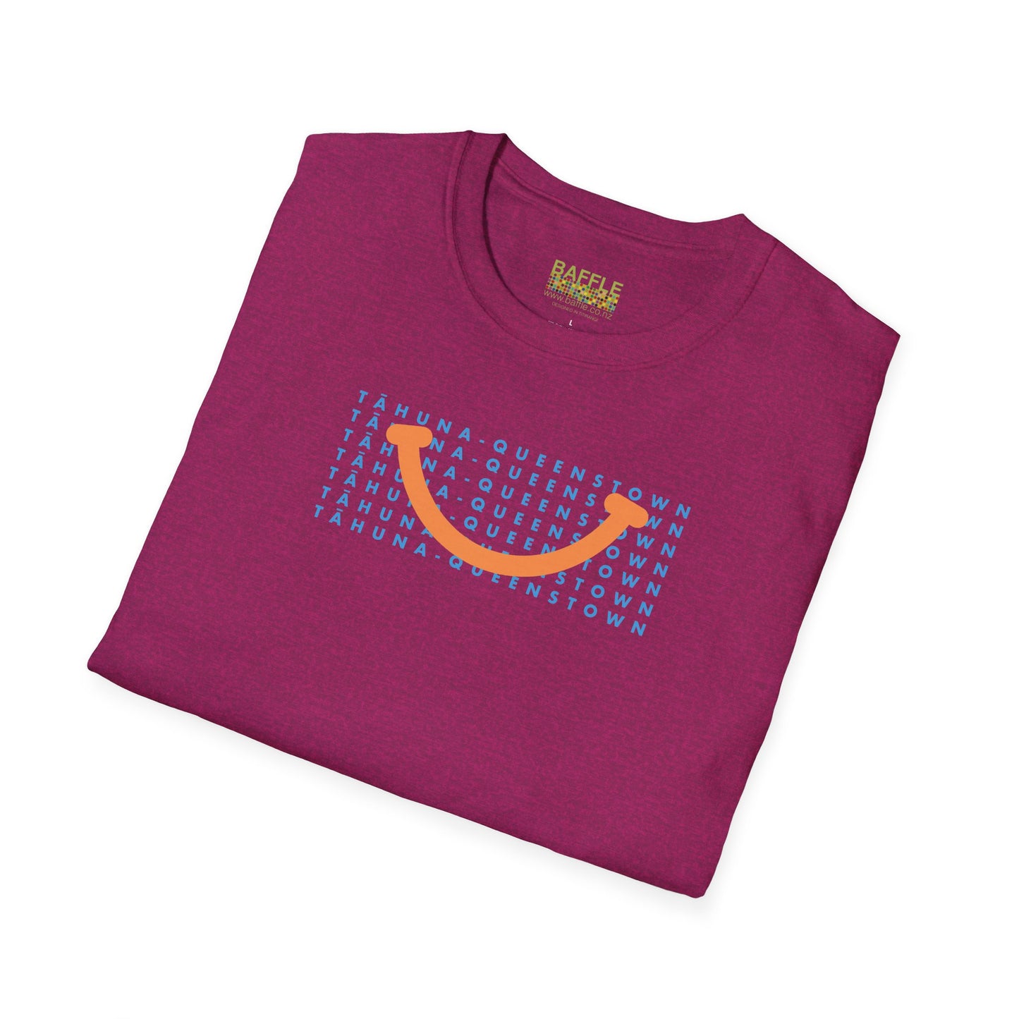 NEW - TĀHUNA - QUEENSTOWN SMILE LIGHT BLUE - Gildan 64000 Graphic Tee