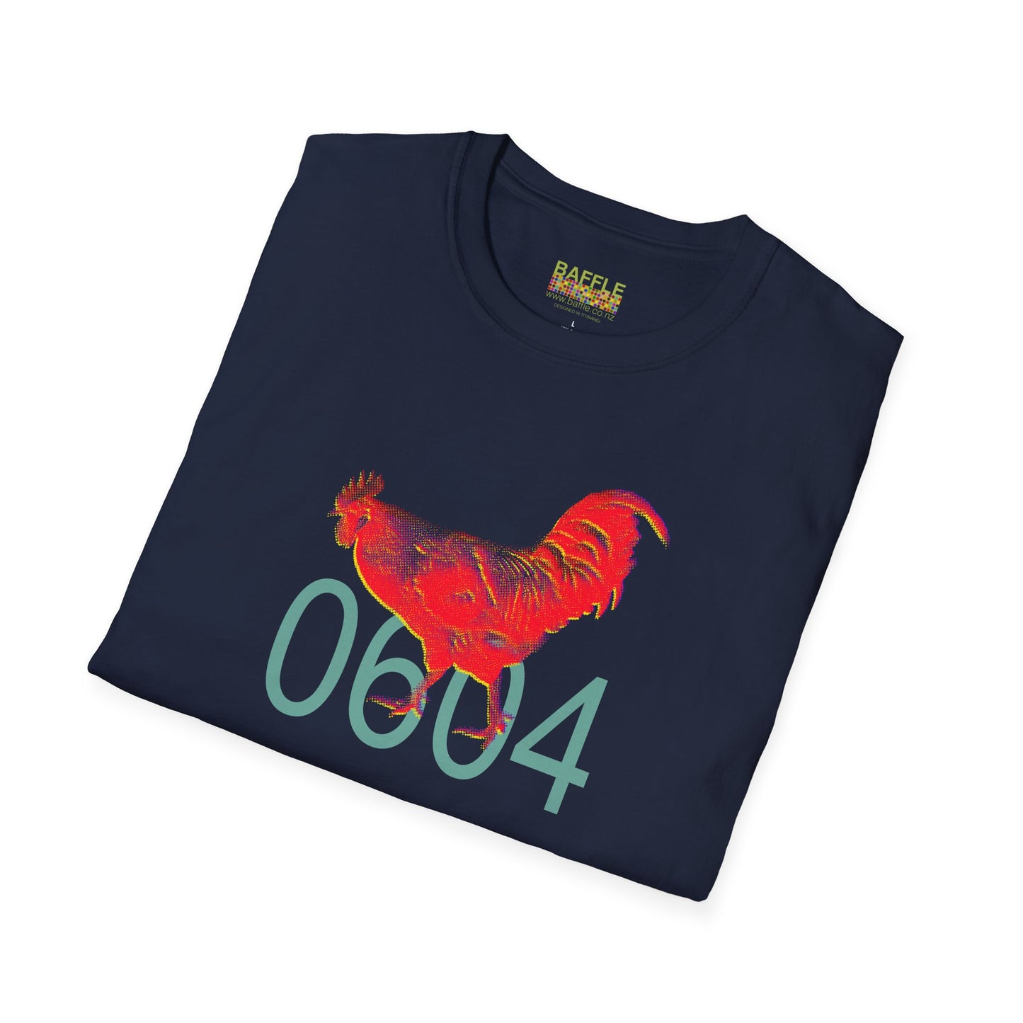 0604 ROOSTER HALF TONE BLUR - RED - Titirangi - Gildan 64000 Graphic Tee