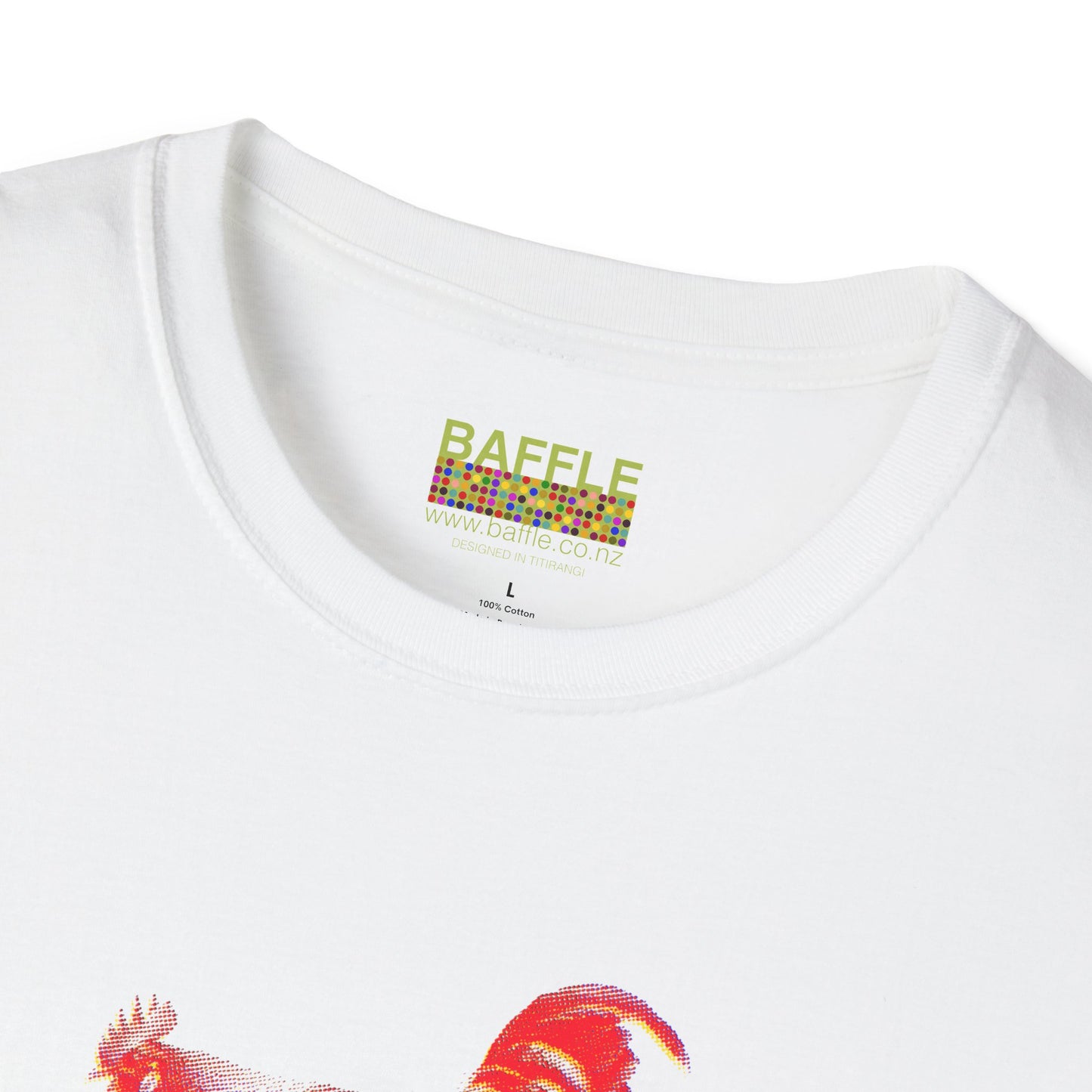 0604 ROOSTER HALF TONE BLUR - RED - Titirangi  - Gildan 64000 Graphic Tee