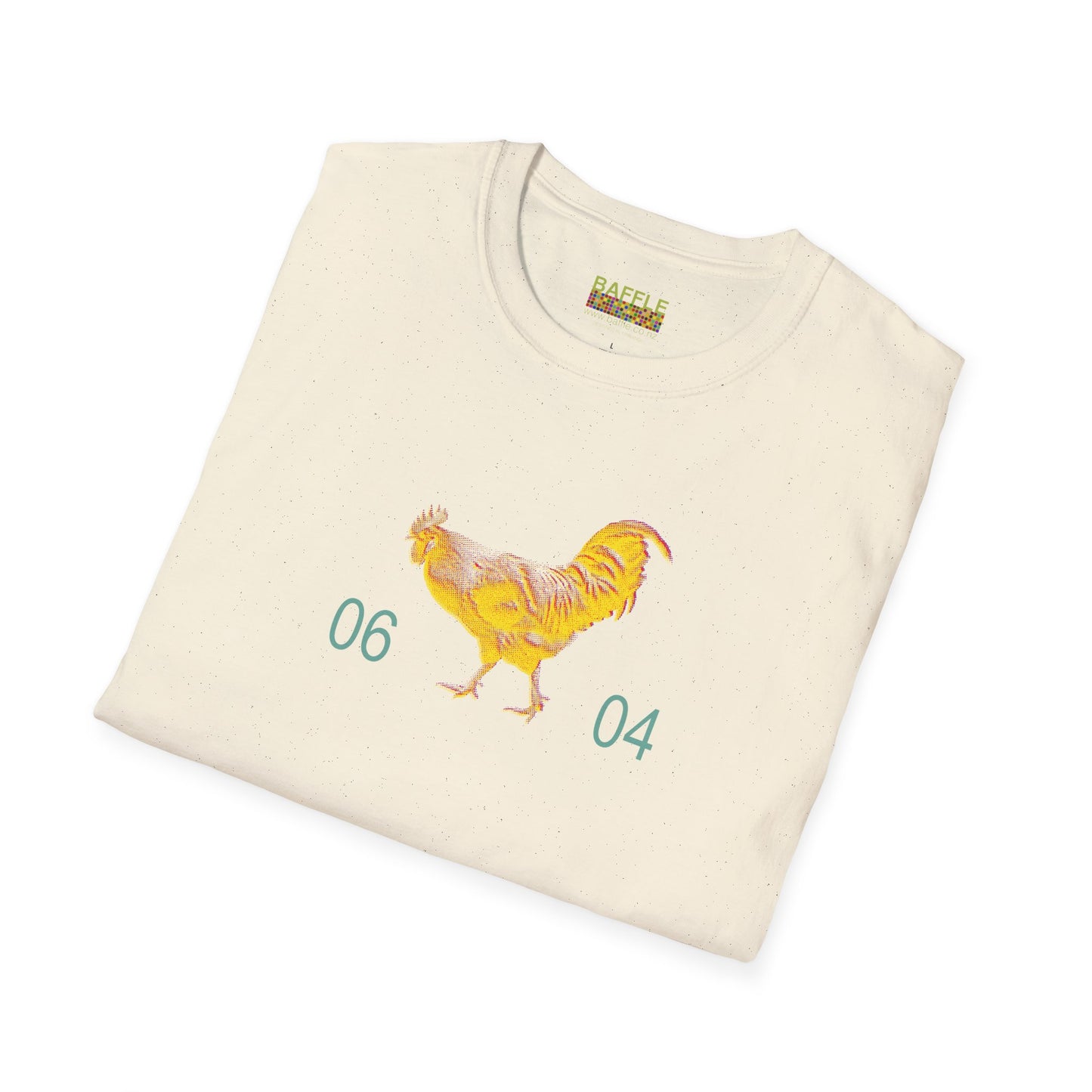 0604 ROOSTER HALF TONE BLUR - YELLOW - Titirangi  - Gildan 64000 Graphic Tee