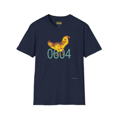 0604 ROOSTER HALF TONE BLUR - YELLOW - Titirangi - Gildan 64000 Graphic Tee