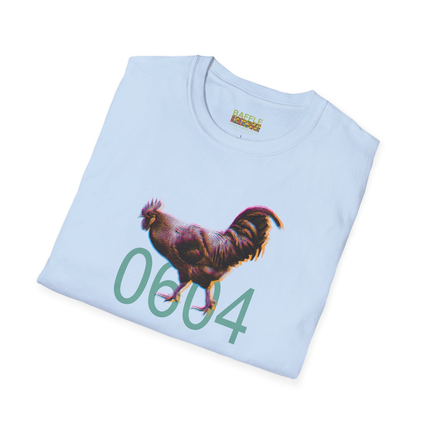 0604 ROOSTER HALF TONE BLUR - DARK - Titirangi  - Gildan 64000 Graphic Tee