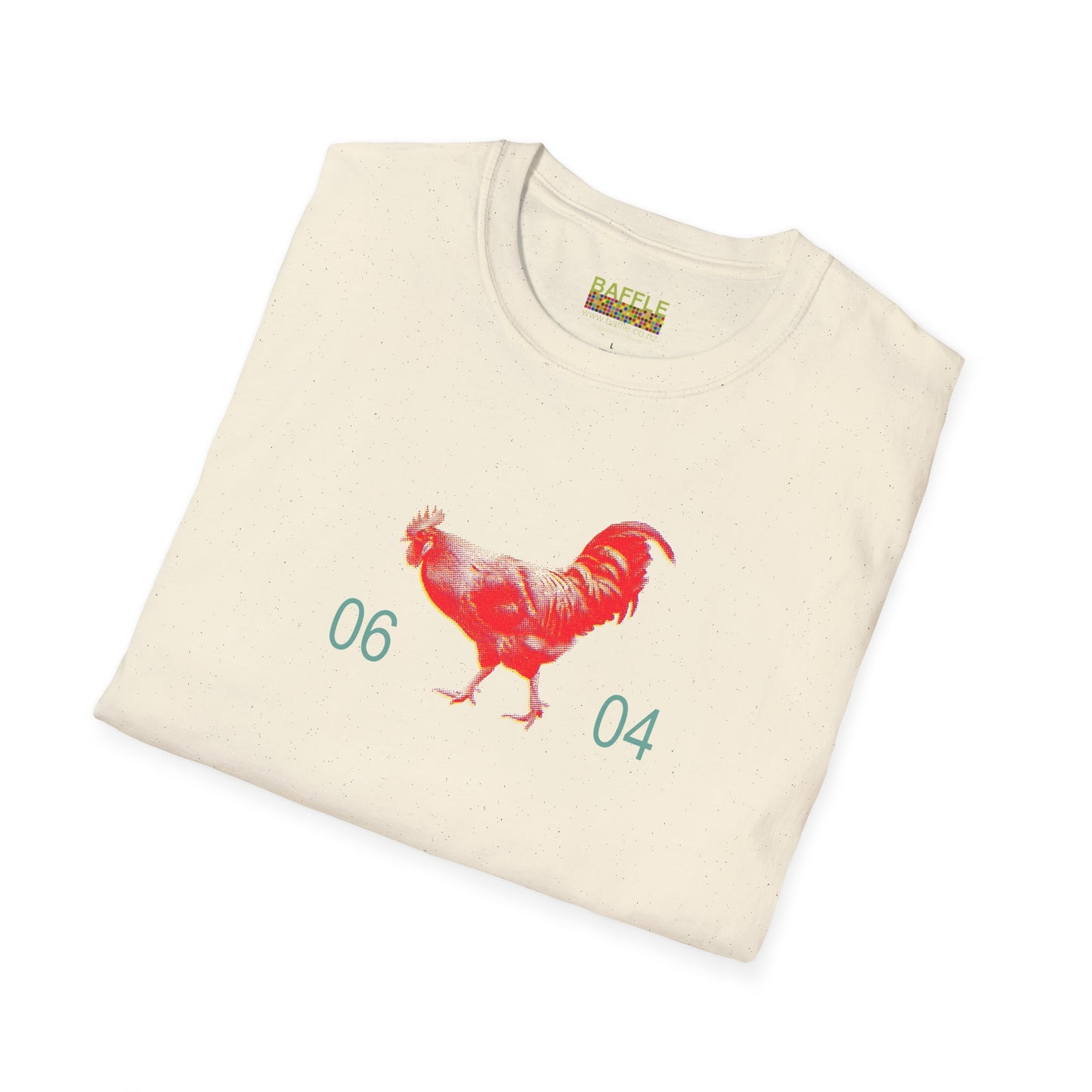 0604 ROOSTER HALF TONE BLUR - RED - Titirangi  - Gildan 64000 Graphic Tee