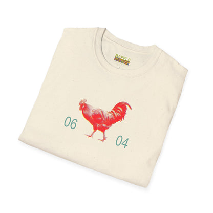 0604 ROOSTER HALF TONE BLUR - RED - Titirangi  - Gildan 64000 Graphic Tee
