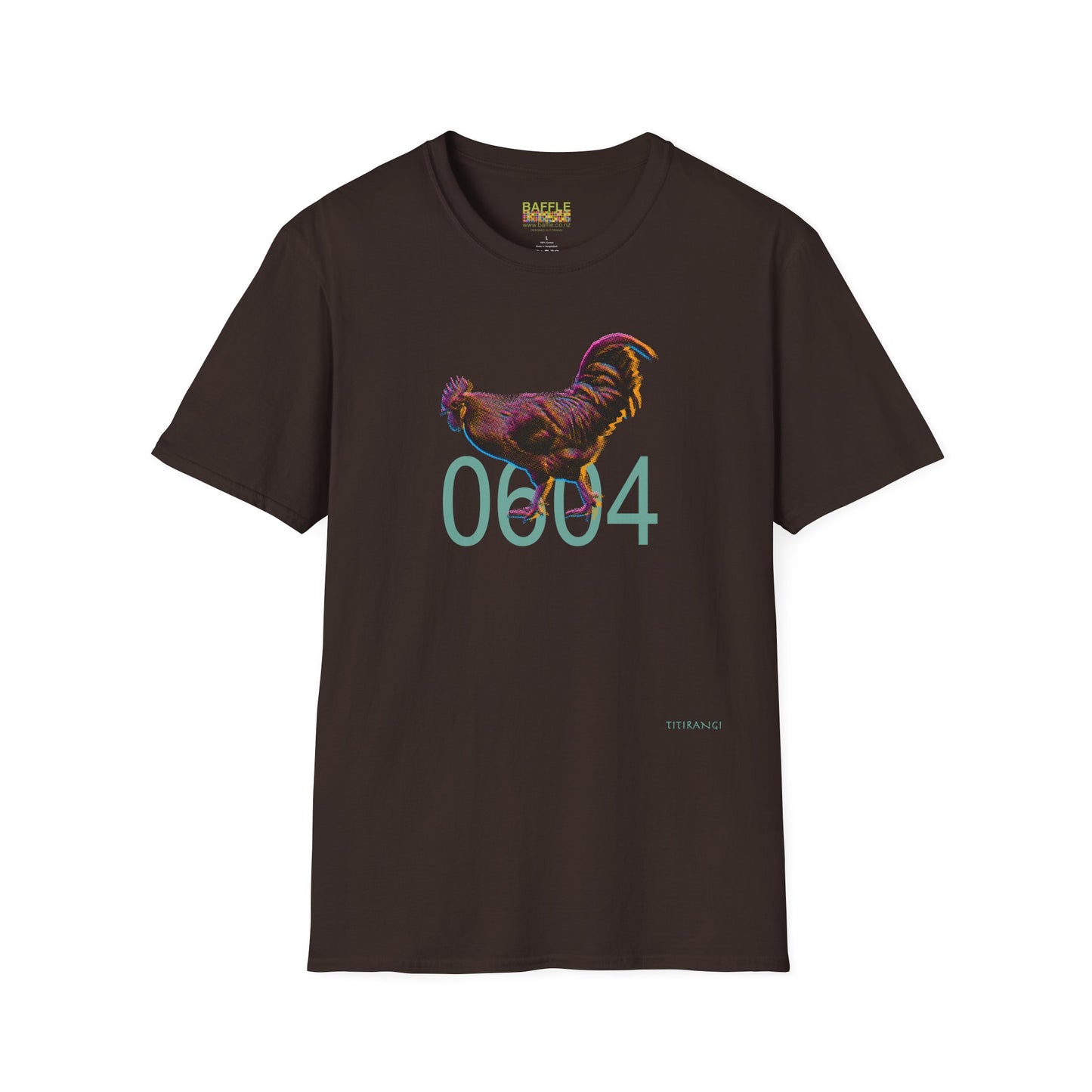 0604 ROOSTER HALF TONE BLUR - DARK - Titirangi  - Gildan 64000 Graphic Tee