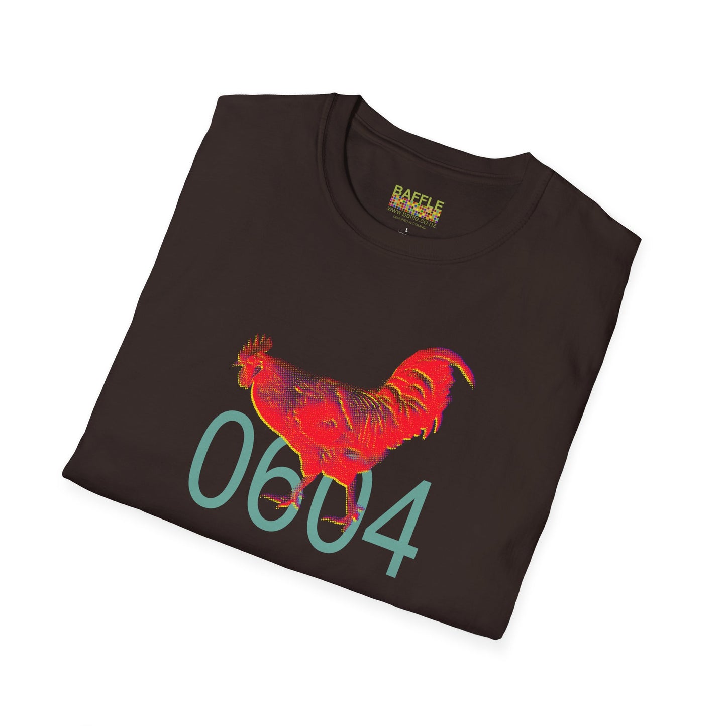 0604 ROOSTER HALF TONE BLUR - RED - Titirangi - Gildan 64000 Graphic Tee