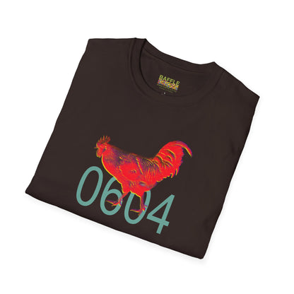 0604 ROOSTER HALF TONE BLUR - RED - Titirangi - Gildan 64000 Graphic Tee