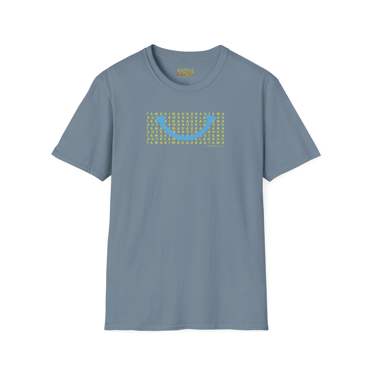 NEW - TAMAKI MAKAURAU / AUCKLAND SMILE LIGHT BLUE - Gildan 64000 Graphic Tee