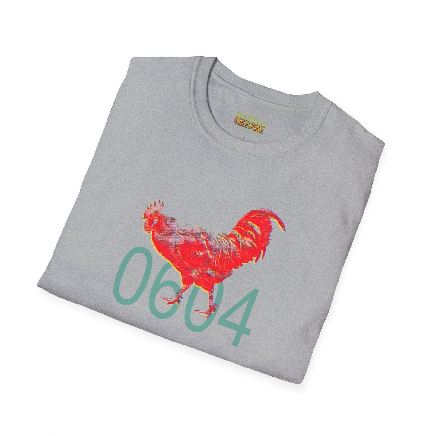 0604 ROOSTER HALF TONE BLUR - RED - Titirangi - Gildan 64000 Graphic Tee