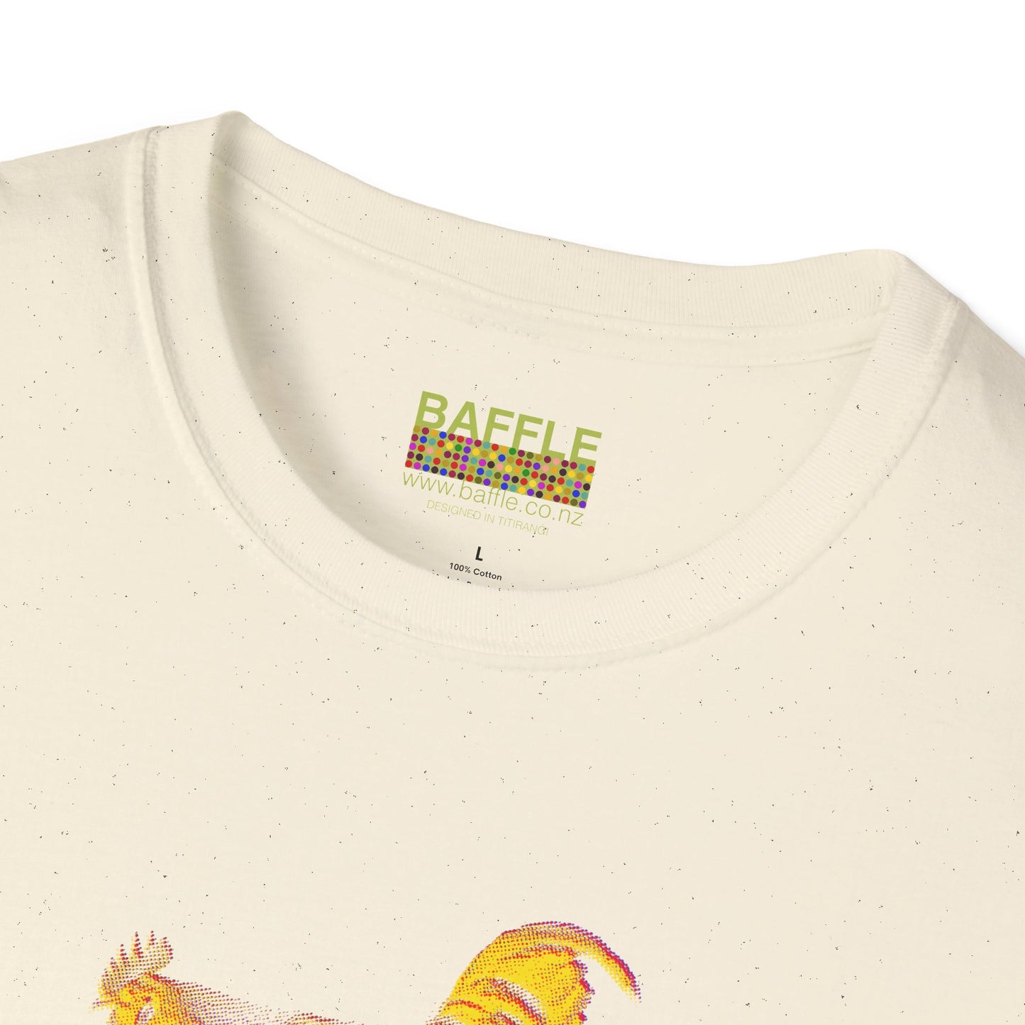 0604 ROOSTER HALF TONE BLUR - YELLOW - Titirangi  - Gildan 64000 Graphic Tee