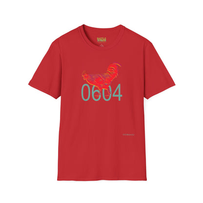 0604 ROOSTER HALF TONE BLUR - RED - Titirangi - Gildan 64000 Graphic Tee
