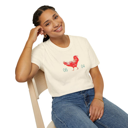 0604 ROOSTER HALF TONE BLUR - RED - Titirangi  - Gildan 64000 Graphic Tee