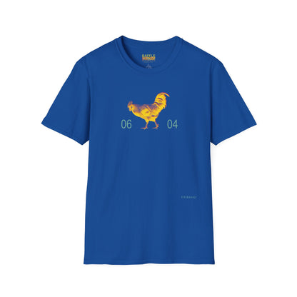 0604 ROOSTER HALF TONE BLUR - YELLOW - Titirangi  - Gildan 64000 Graphic Tee