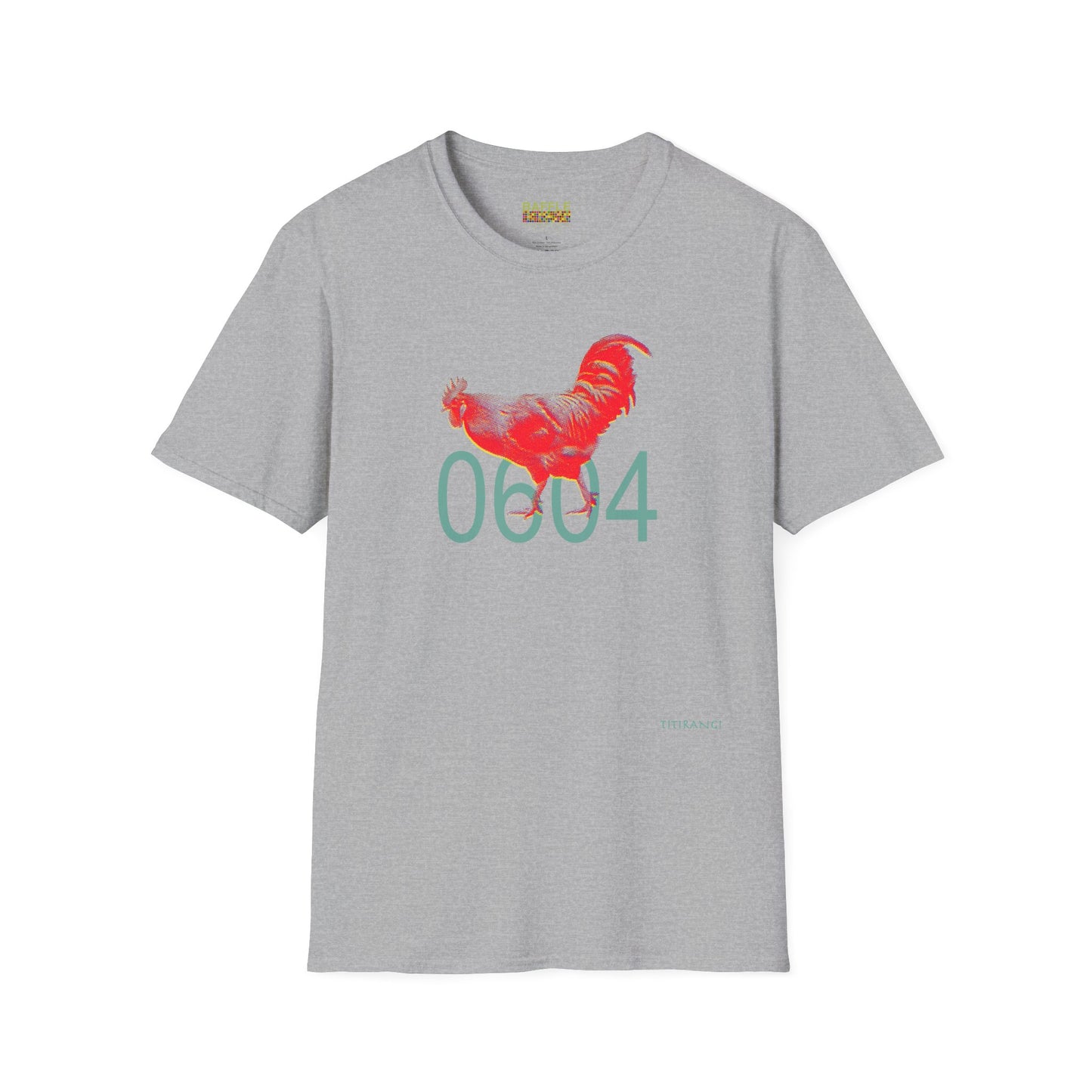 0604 ROOSTER HALF TONE BLUR - RED - Titirangi - Gildan 64000 Graphic Tee