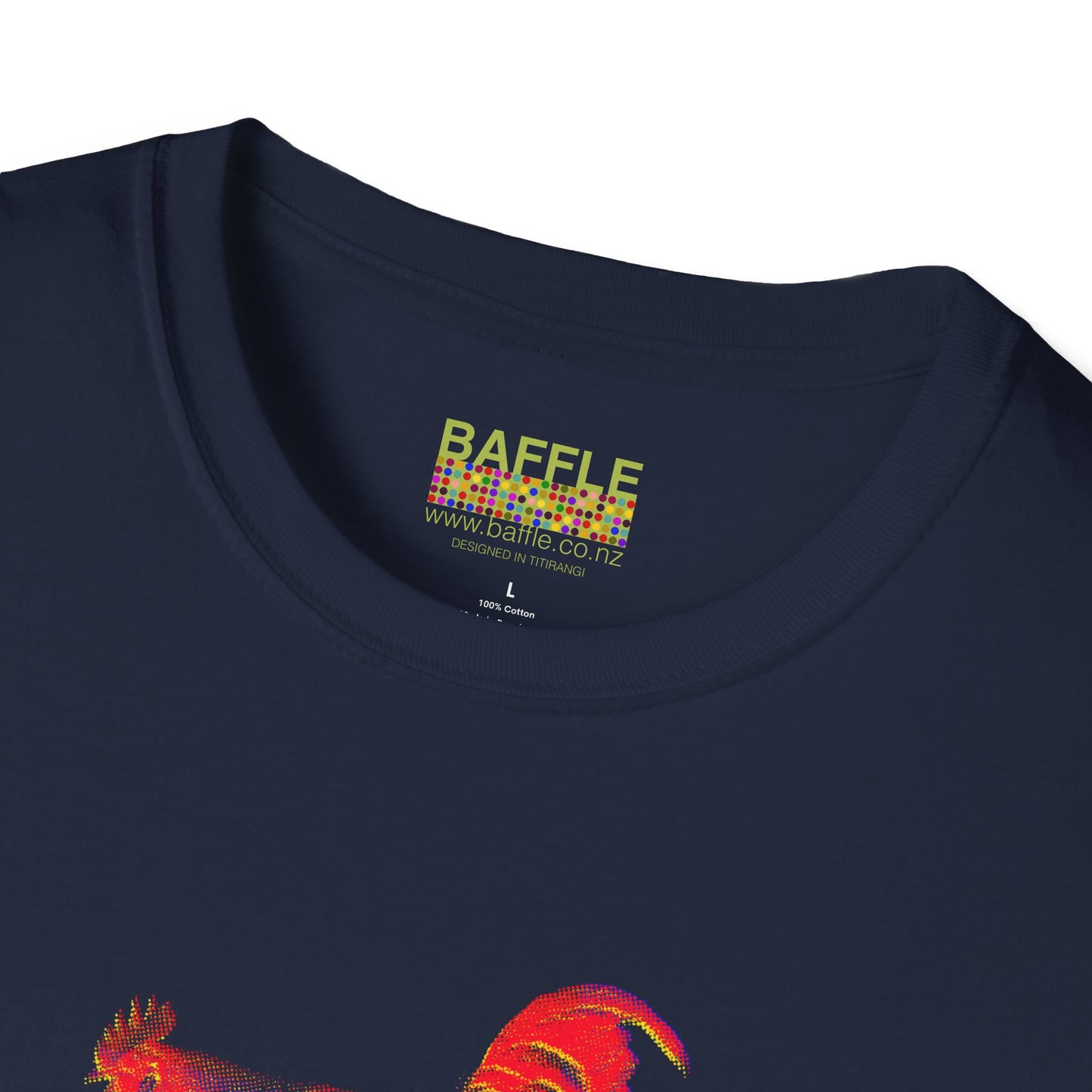 0604 ROOSTER HALF TONE BLUR - RED - Titirangi  - Gildan 64000 Graphic Tee