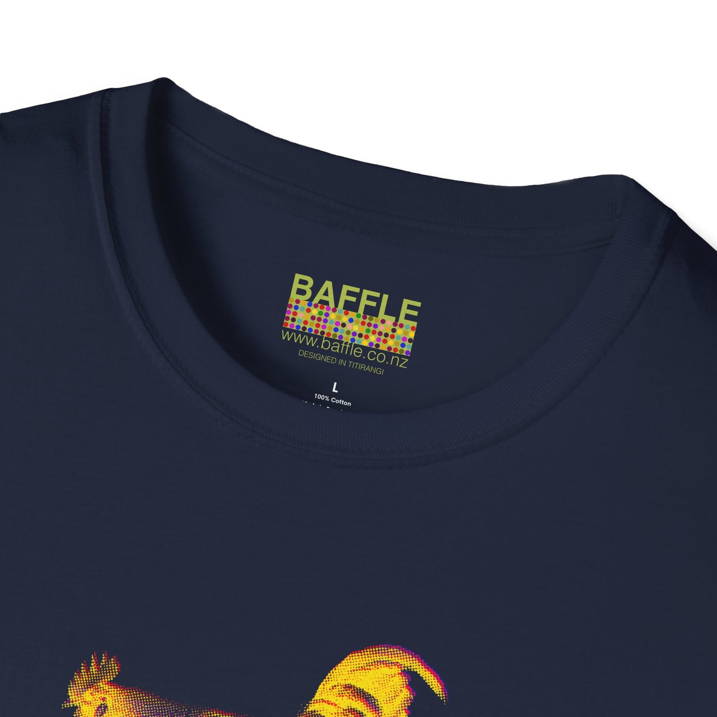 0604 ROOSTER HALF TONE BLUR - YELLOW - Titirangi  - Gildan 64000 Graphic Tee