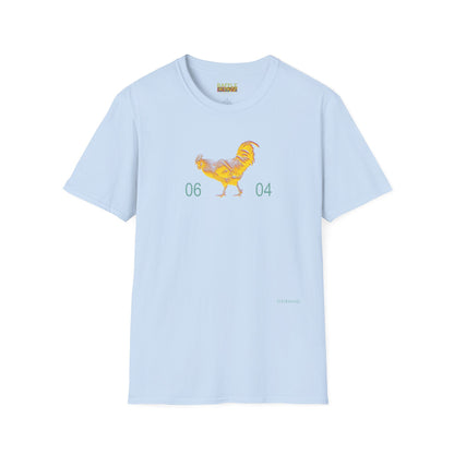 0604 ROOSTER HALF TONE BLUR - YELLOW - Titirangi  - Gildan 64000 Graphic Tee