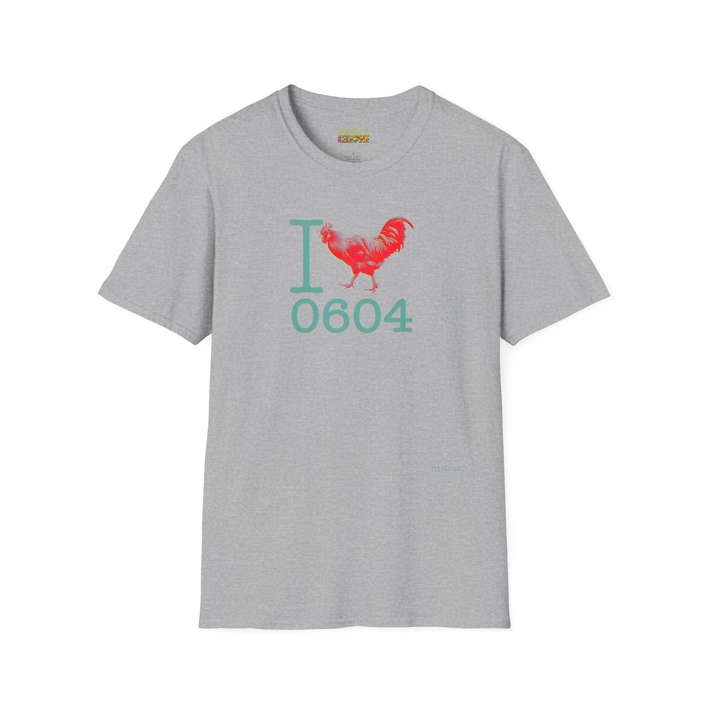 Titirangi Rooster Heart T-Shirt — I ROOSTER 0604 - Gildan 64000 Graphic Tee