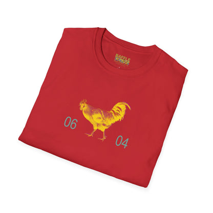 0604 ROOSTER HALF TONE BLUR - YELLOW - Titirangi  - Gildan 64000 Graphic Tee