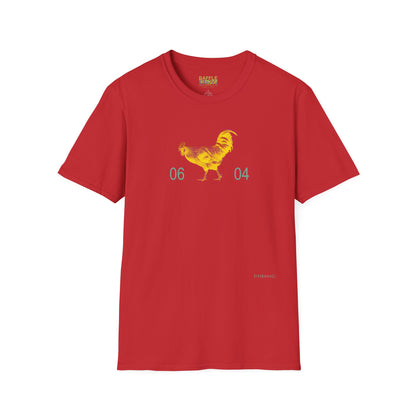 0604 ROOSTER HALF TONE BLUR - YELLOW - Titirangi  - Gildan 64000 Graphic Tee