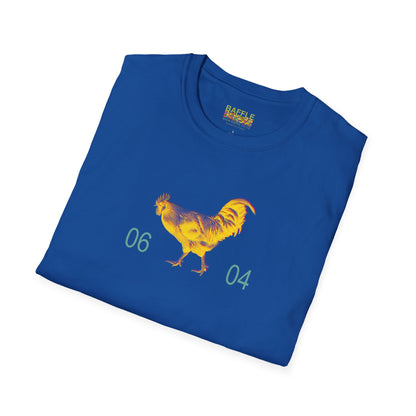 0604 ROOSTER HALF TONE BLUR - YELLOW - Titirangi  - Gildan 64000 Graphic Tee
