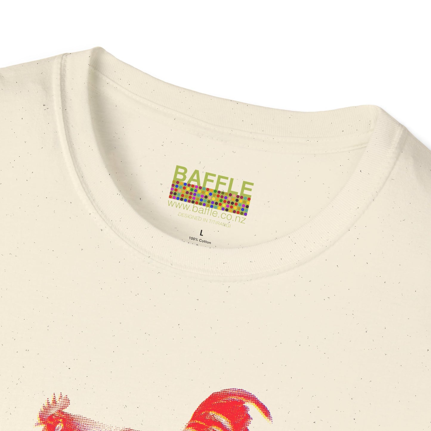 0604 ROOSTER HALF TONE BLUR - RED - Titirangi  - Gildan 64000 Graphic Tee