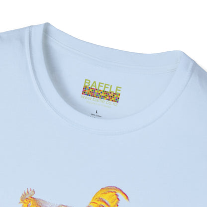 0604 ROOSTER HALF TONE BLUR - YELLOW - Titirangi  - Gildan 64000 Graphic Tee