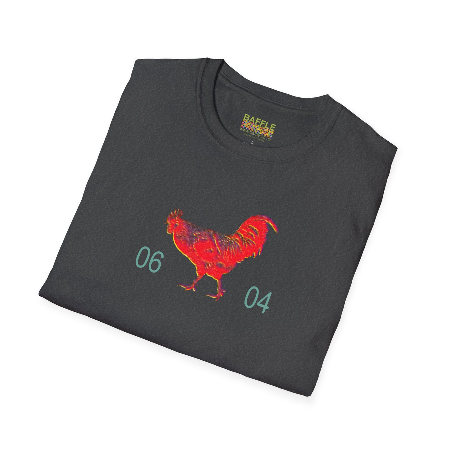0604 ROOSTER HALF TONE BLUR - RED - Titirangi  - Gildan 64000 Graphic Tee