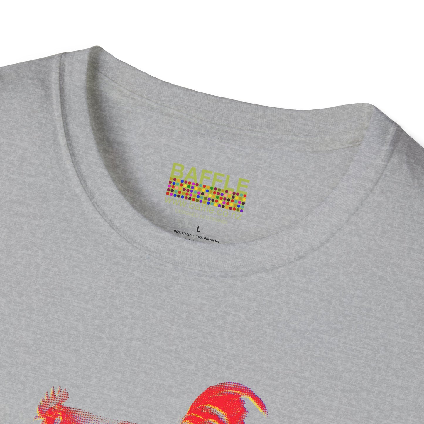 0604 ROOSTER HALF TONE BLUR - RED - Titirangi  - Gildan 64000 Graphic Tee